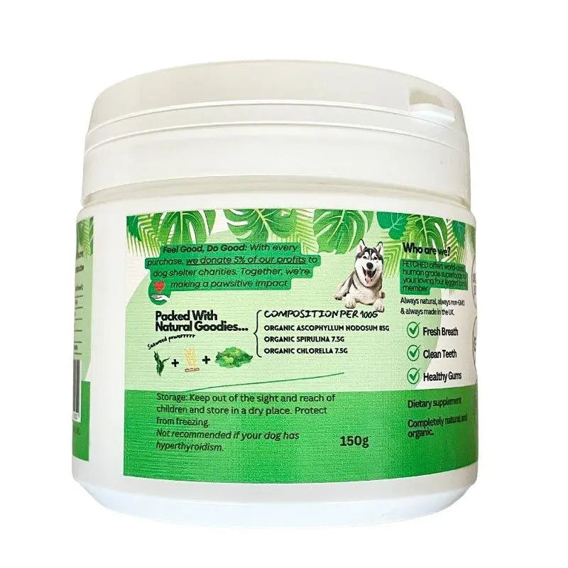 organic teeth cleaning powder for dogs and packaging