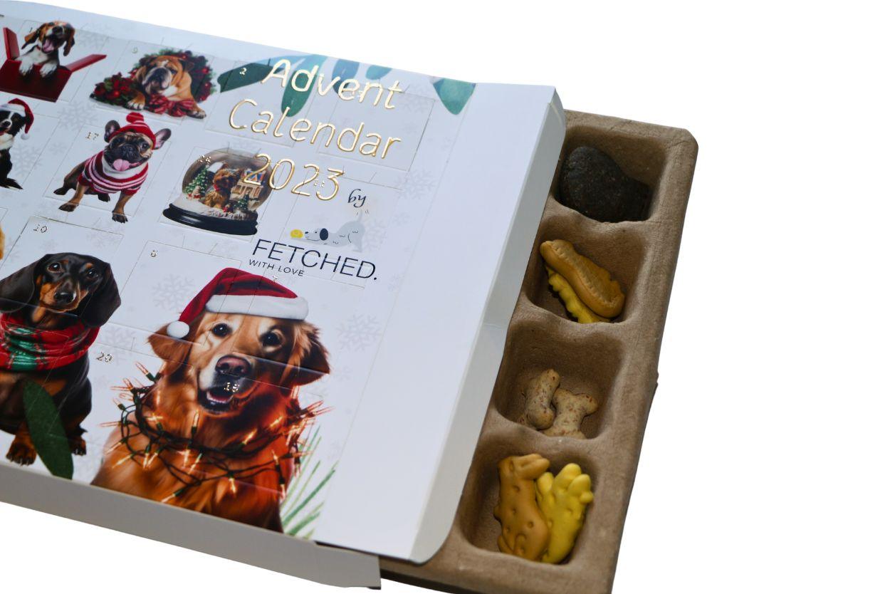 Dog Advent Calendar 2023 product photo with tray insert and dog biscuits